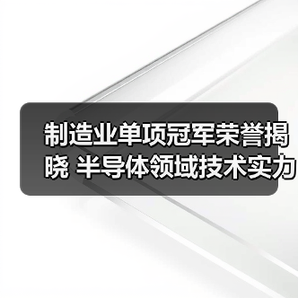 制造业单项冠军荣誉揭晓 半导体领域技术实力跃升 制造业单项冠军荣誉揭晓 半导体领域技术实力跃升