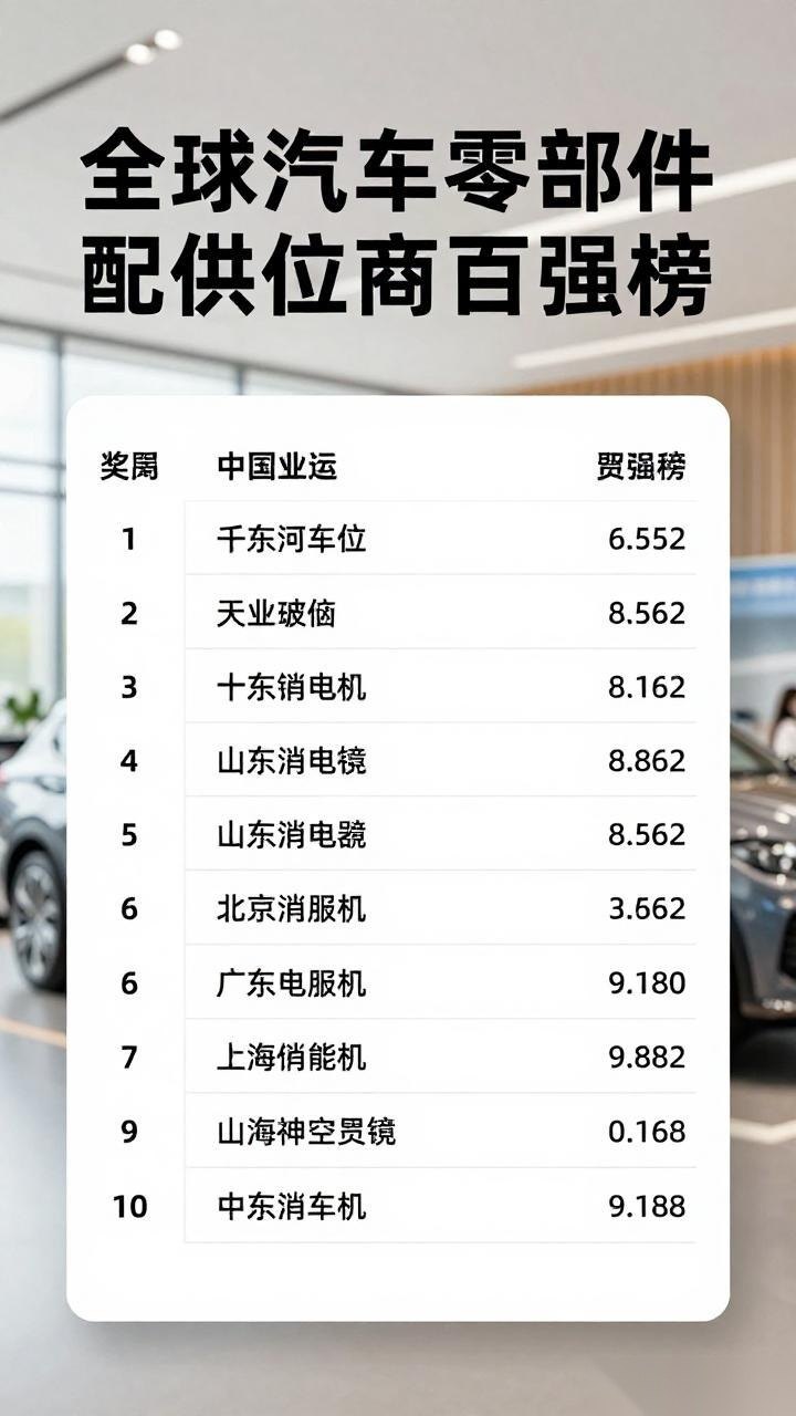 全球汽车零部件配套供应商百强榜 中国企业差在哪 全球汽车零部件配套供应商百强榜 中国企业差在哪